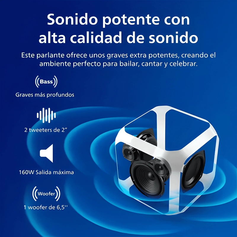 PARLANTE KARAOKE FIESTA BLUETOOTH 12 HORAS BATERIA - 1