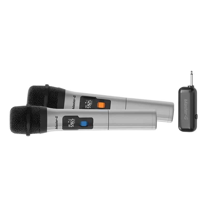 PAR MICROFONOS INALAMBRICOS RECEPTOR UHF KARAOKE GRIS - 1