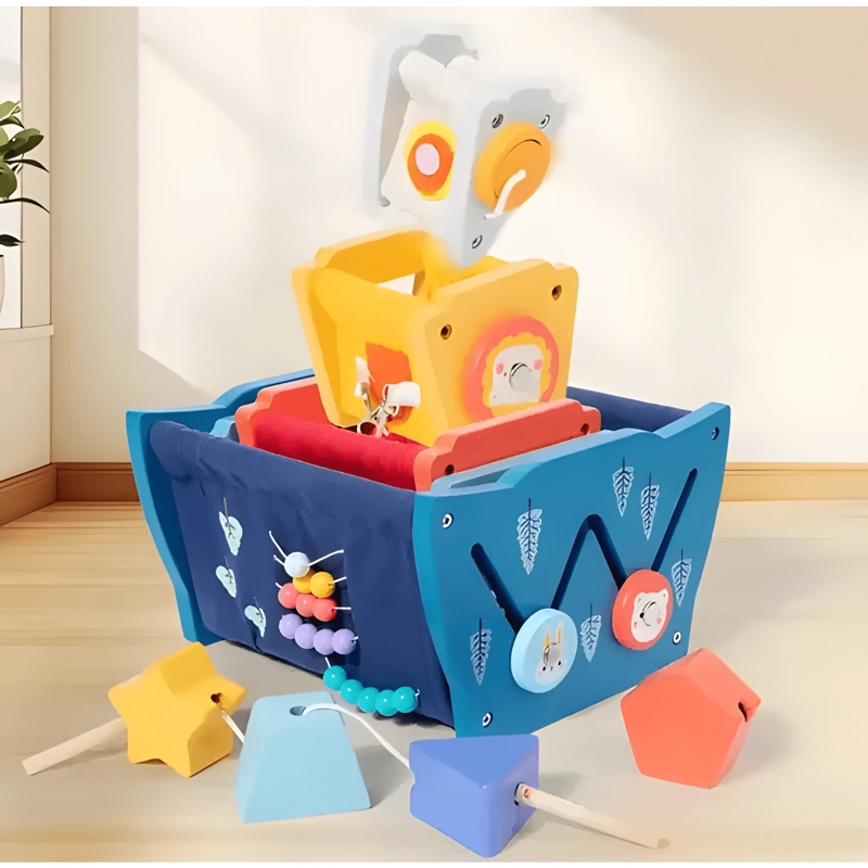 JUEGO DIDACTICO SENSORIAL Y ENCAJE DE MADERA PARA NIÑOS - 1