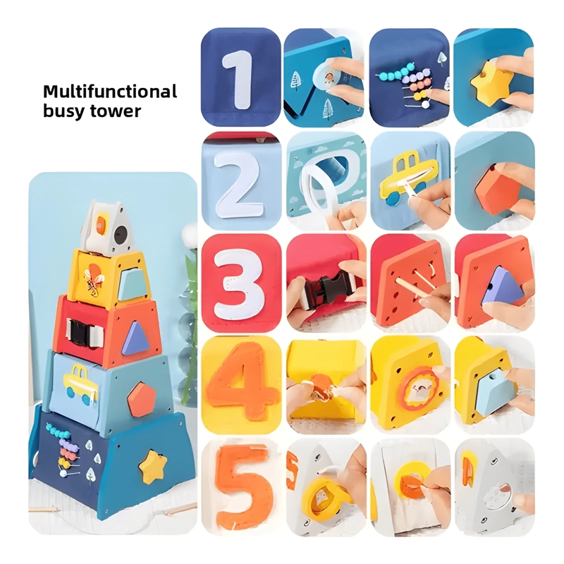 JUEGO DIDACTICO SENSORIAL Y ENCAJE DE MADERA PARA NIÑOS - 2