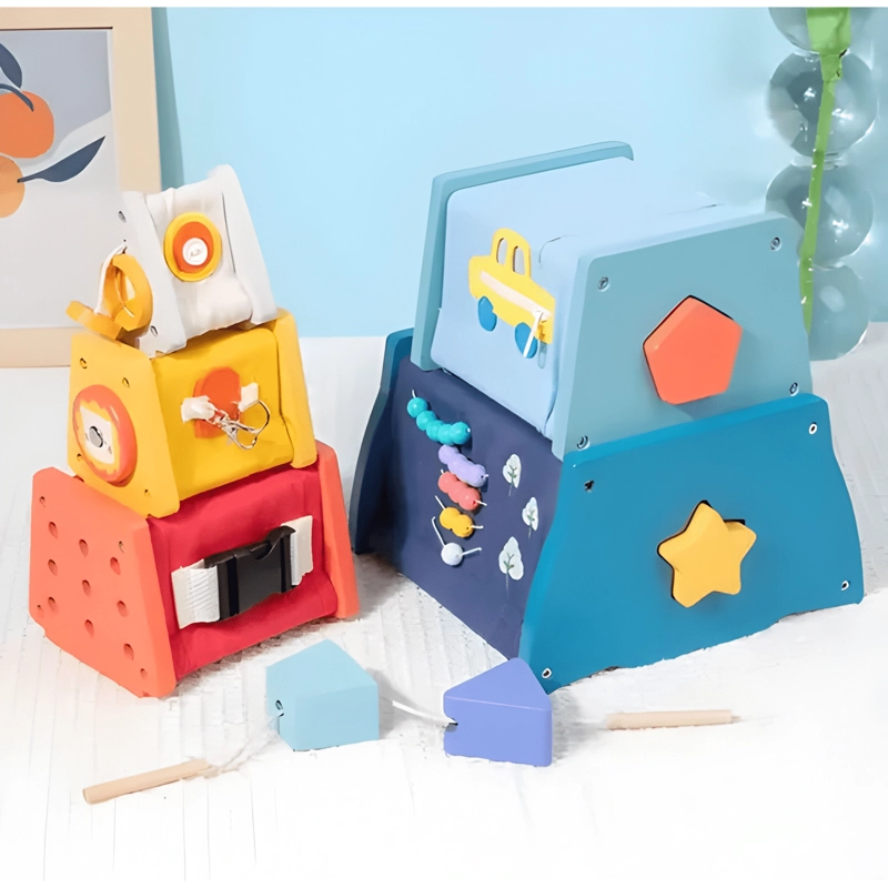 JUEGO DIDACTICO SENSORIAL Y ENCAJE DE MADERA PARA NIÑOS - 3