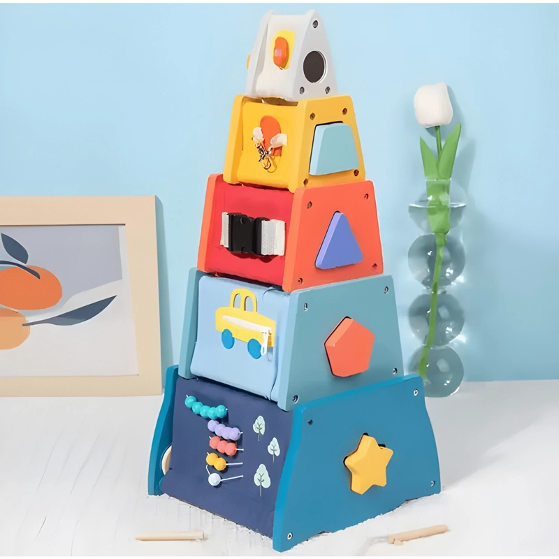 JUEGO DIDACTICO SENSORIAL Y ENCAJE DE MADERA PARA NIÑOS - 4