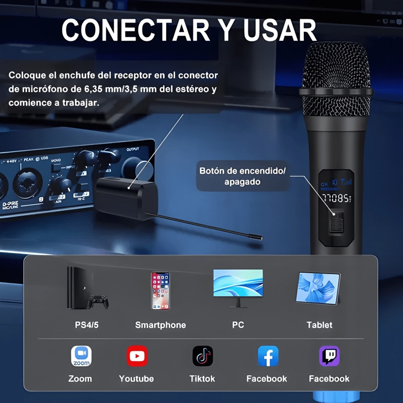 UNIVERSAL MICROFONO INALAMBRICO PROFESIONAL KARAOKE NEGRO - 1