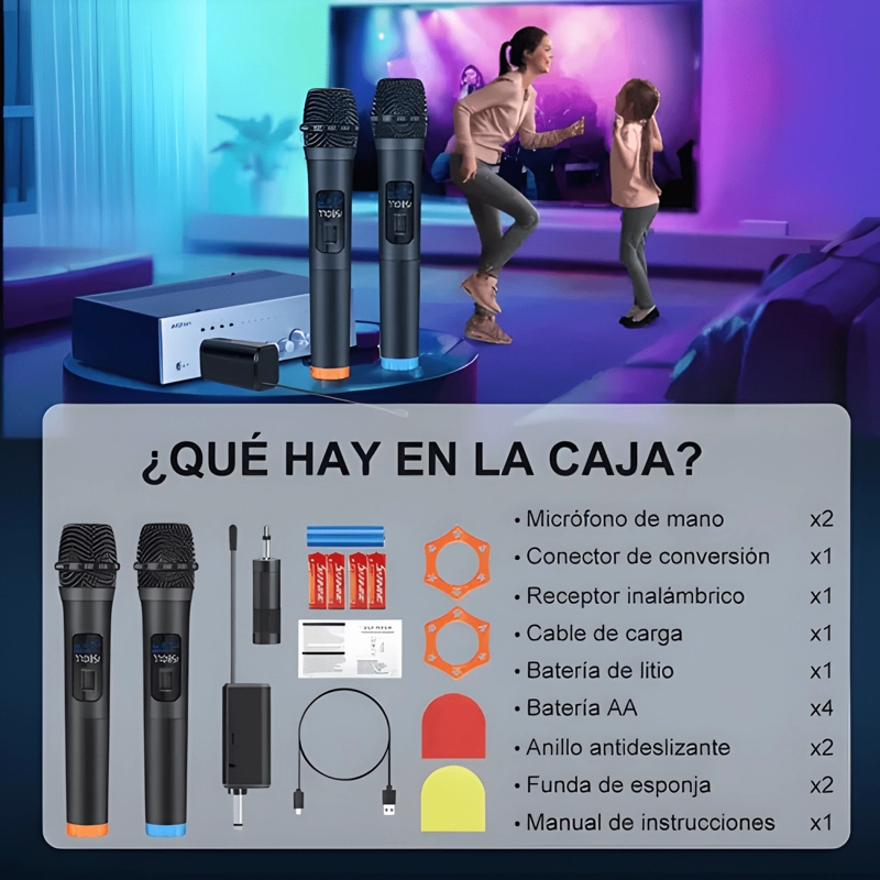 UNIVERSAL MICROFONO INALAMBRICO PROFESIONAL KARAOKE NEGRO - 3