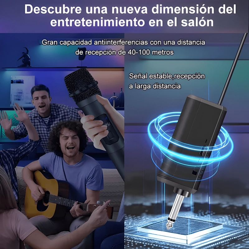 UNIVERSAL MICROFONO INALAMBRICO PROFESIONAL KARAOKE NEGRO - 4