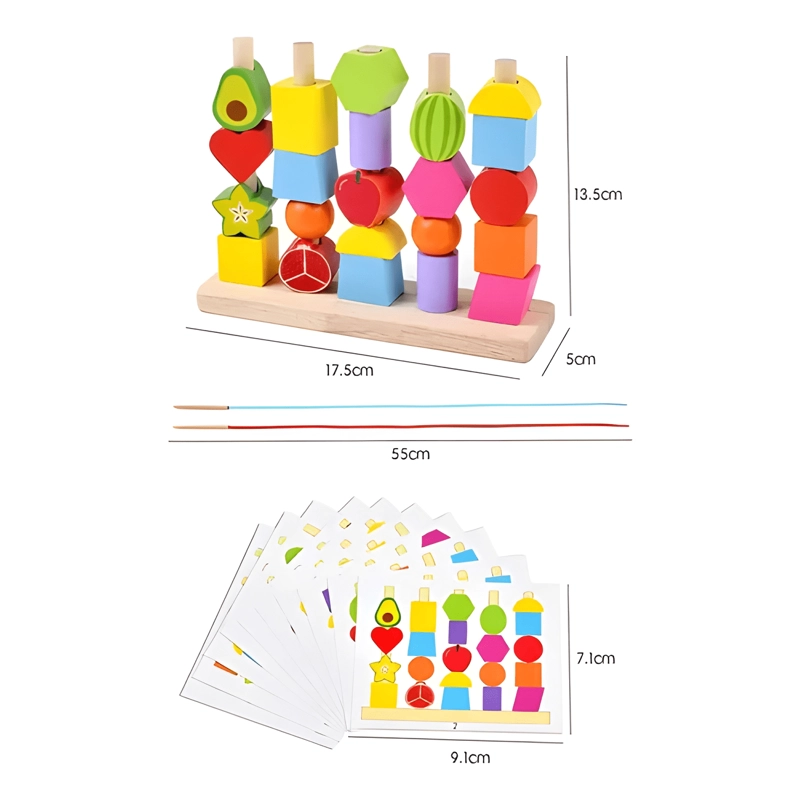 JUEGO DE PATRONES Y ENCAJE, ENSARTAR PARA NIÑOS MONTESSORI - 3