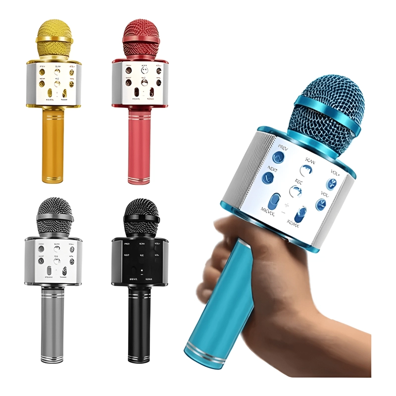MICROFONO INALAMBRICO KARAOKE BOCINA BLUETOOTH ROSA DORADO - 1