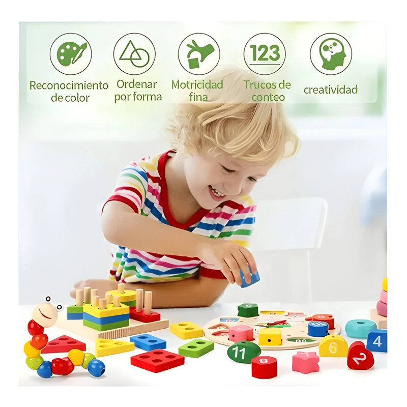 PACK 10 JUGUETES DIDACTICOS DE MADERA NIÑOS APRENDIZAJE #2 - 2