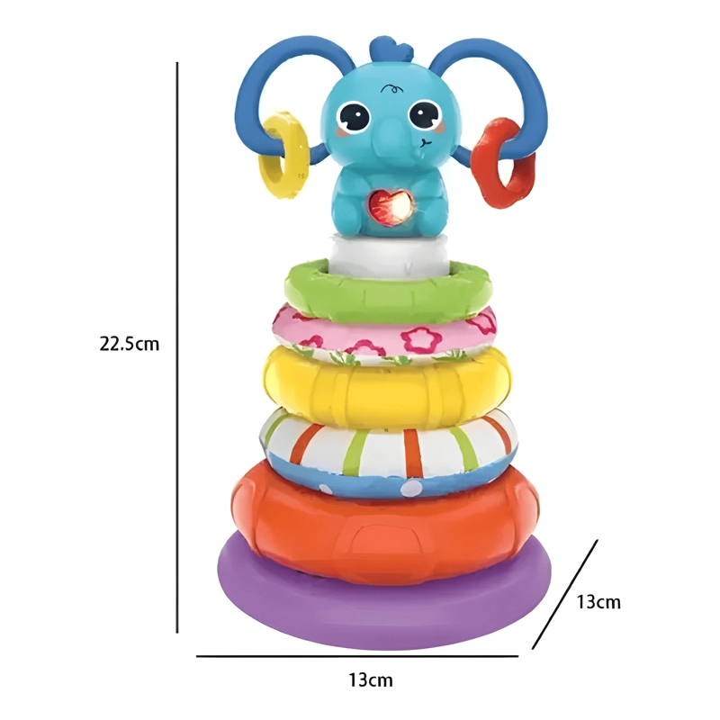 TORRE APILABLE DE ENCAJE MUSICAL DE ELEFANTE PARA BEBES - 4