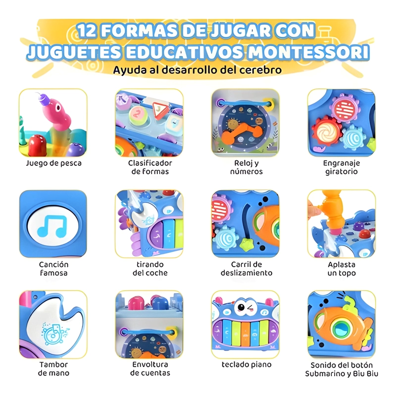12EN1 JUGUETE MONTESSORI DIDACTICO MULTIFUNCIONAL PARA BEBE - 1