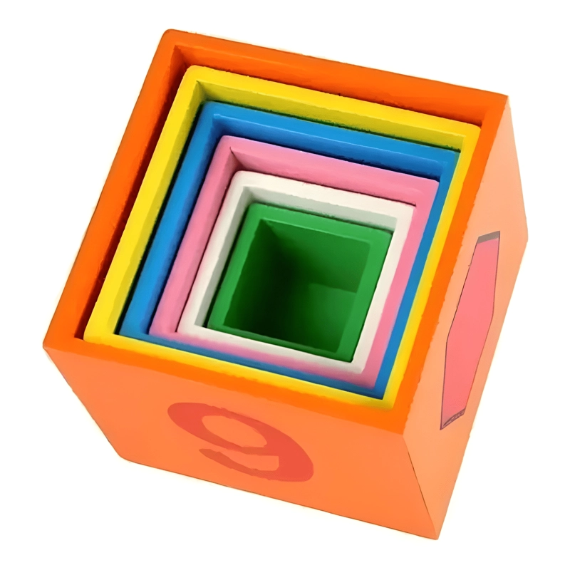 JUEGO TORRE DE CUBOS APILABLES EN MADERA ANIMALES NUMEROS #1 - 3