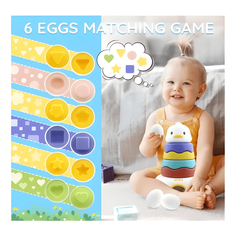 JUEGO ENCAJE HUEVOS MONTESSORI FIGURAS NIÑOS JUGUETE PATO - 2