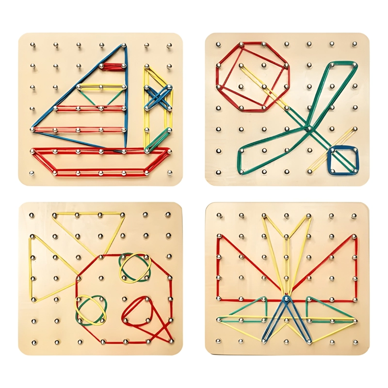 JUEGO DIDACTICO GEOPLANO ISOME TRICO TABLERO DE MADERA - 1