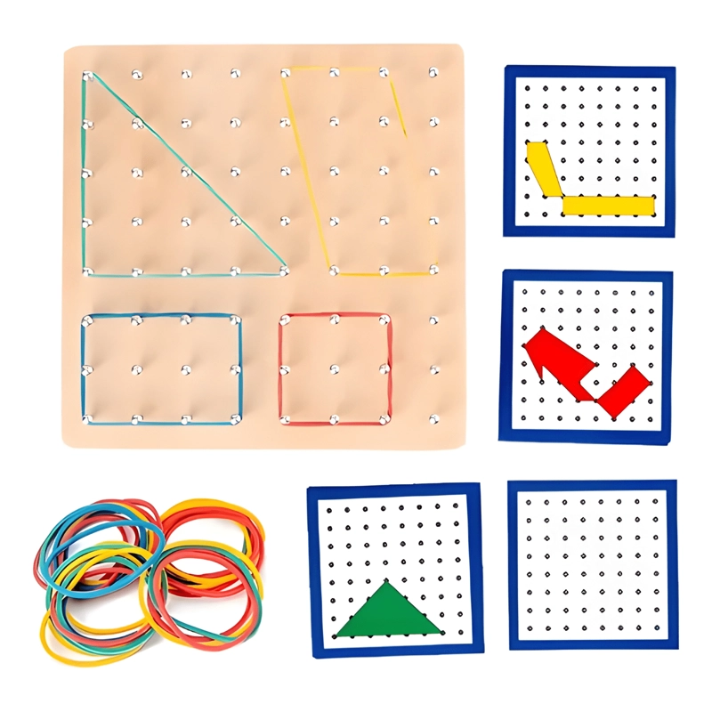 JUEGO DIDACTICO GEOPLANO ISOME TRICO TABLERO DE MADERA - 2
