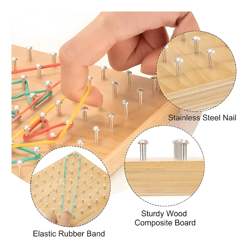 JUEGO DIDACTICO GEOPLANO ISOME TRICO TABLERO DE MADERA - 3