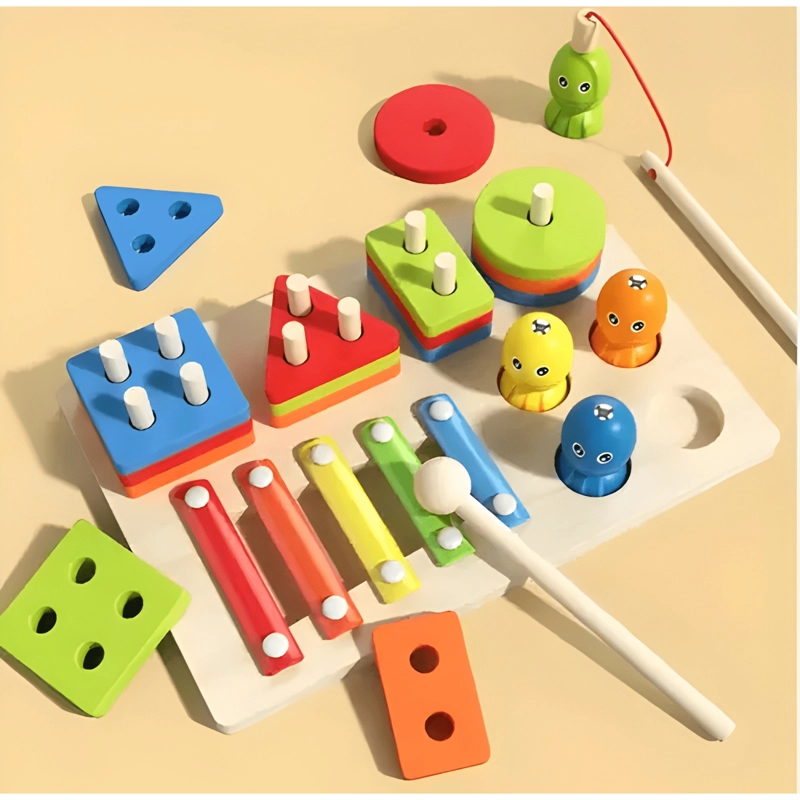JUEGO DIDACTICO 3 EN 1 PESCA NIÑO CONSTRUCCION Y MUSICA - 1