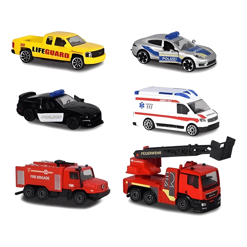 PACK 6 AUTOS SOS CARS VEHICULOS DE RESCATE 1:64 - 1