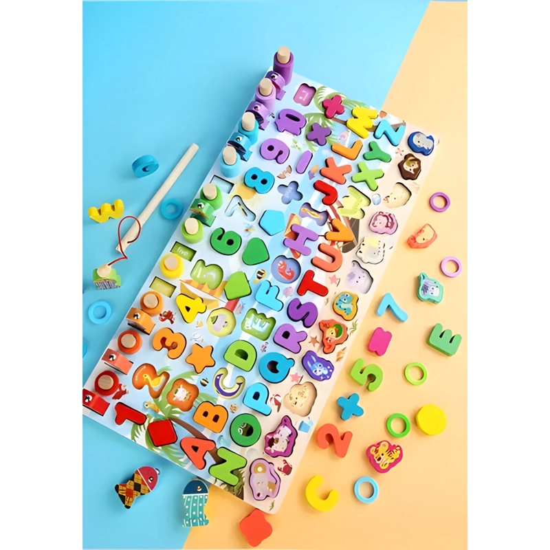 JUEGO MADERA 7 EN 1 MONTESSORI PESCA NUMEROS FORMAS ABACO #3 - 1