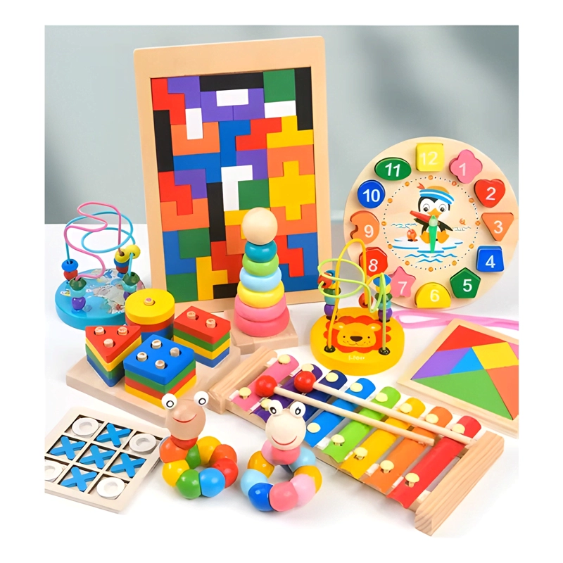 PACK 11 JUGUETES DIDACTICOS DE MADERA NIÑOS MONTESSORI #1 - 2
