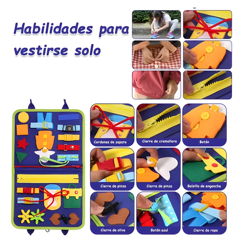TABLERO SENSORIAL DE TELA LIBRO SENSORIAL DIDACTICO BEBE  #1 - 3