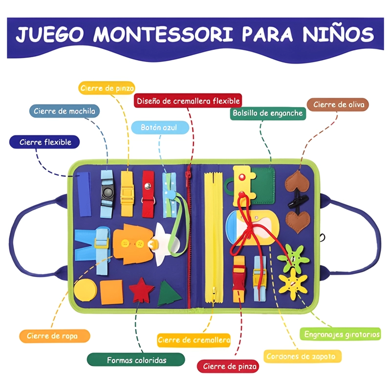 TABLERO SENSORIAL DE TELA LIBRO SENSORIAL DIDACTICO BEBE  #1 - 4