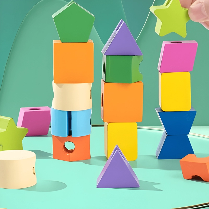 JUEGO DE ENCAJE Y FIGURAS, ENHEBRAR PARA NIÑOS MONTESSORI - 1
