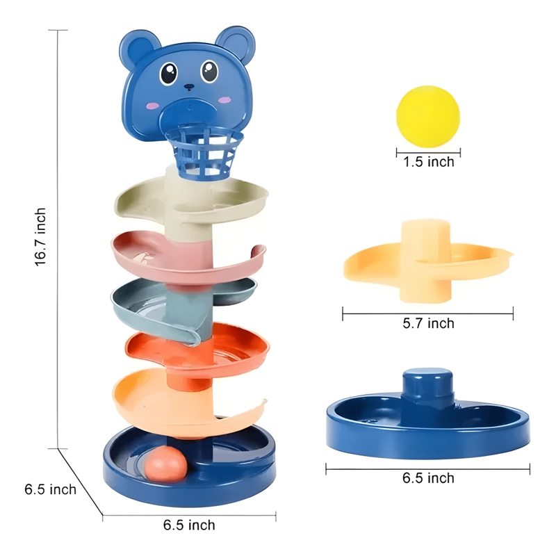 JUEGO DIDACTICO BEBE TORRE TOBOGAN MONO LANZA PELOTAS GATO - 1