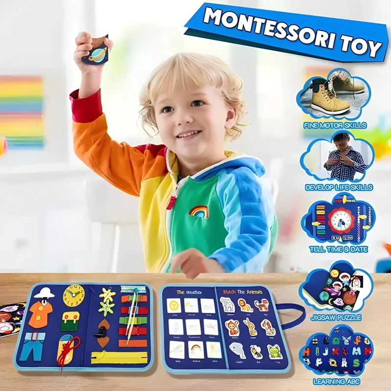TABLERO SENSORIALES INTERACTIVO MONTESSORI JUEGO DE TELA - 3