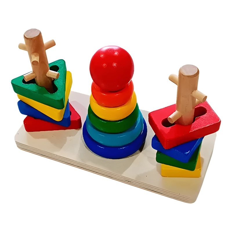 JUGUETE TORRE ENCASTRE MADERA DIDACTICO PUZZLE TORRE 10 PZA - 2