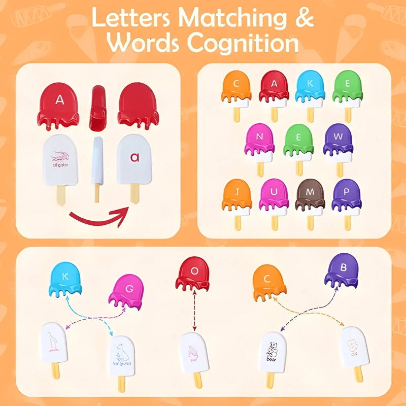 JUEGO ALFABE TICO MONTESSORI DE EMPAREJAMIENTO DISEÑO HELADO - 4
