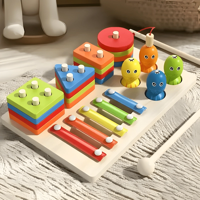 MONTESSORI 7EN1 MADERA PESCA, XILOFONO JUGUET DIDACTICO NIÑO - 1