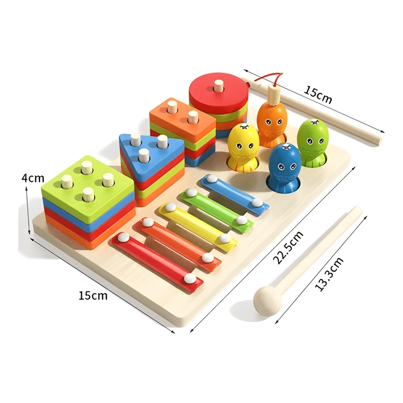 MONTESSORI 7EN1 MADERA PESCA, XILOFONO JUGUET DIDACTICO NIÑO - 2