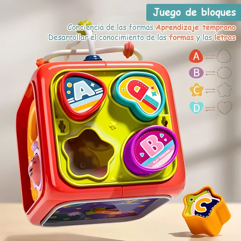 JUGUETE MONTESSORI EDUCATIVO 6 EN 1 CUBO DIDACTICO PARA BEBE - 4