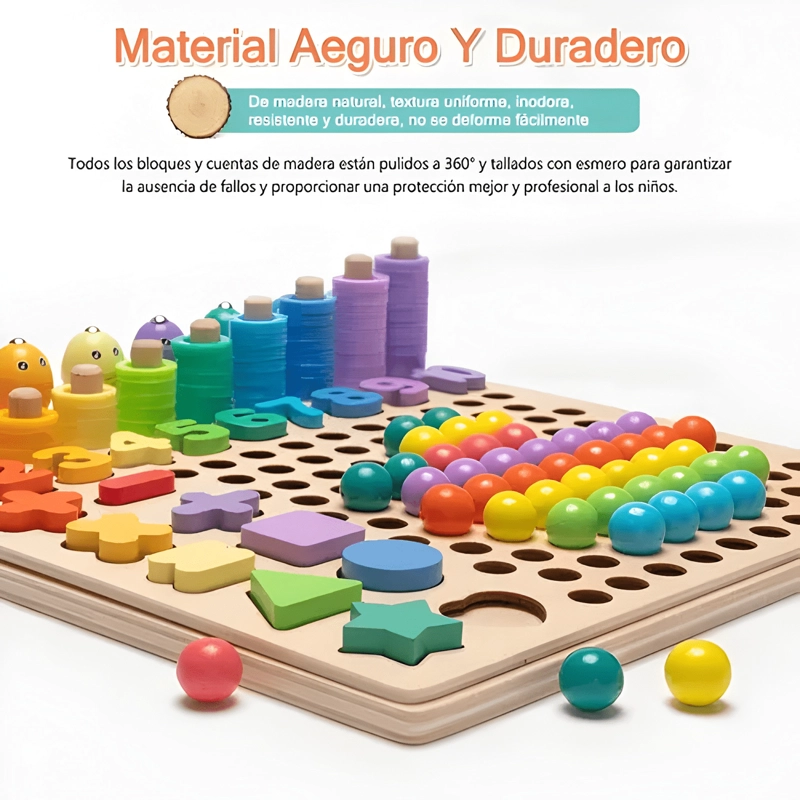 JUGUETE EDUCATIVO DE MADERA NIÑOS TABLERO MATEMATICAS PESCA - 4