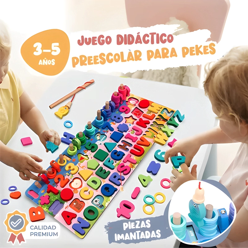 JUEGO MADERA 7 EN 1 PESCA NUMEROS ABACO - 1