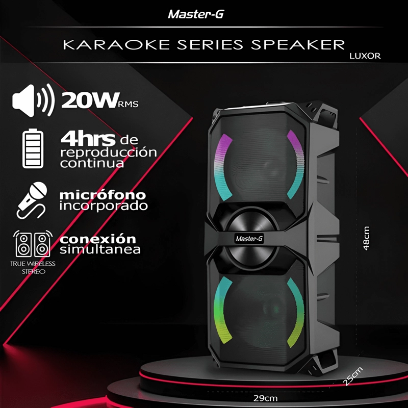 PARLANTE KARAOKE BLUETOOTH V5 3 6,5 X2 MICROFONO NEGRO - 4