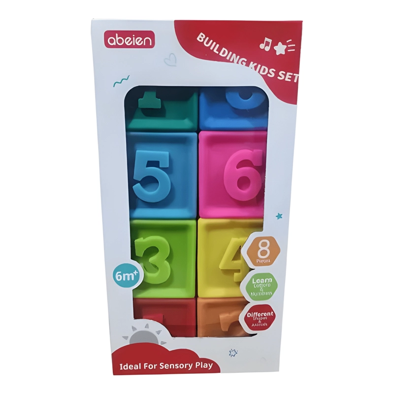 JUGUETE DE 8 CUBOS DE BEBE S APILABLE MONTESSORI SILICONA - 1