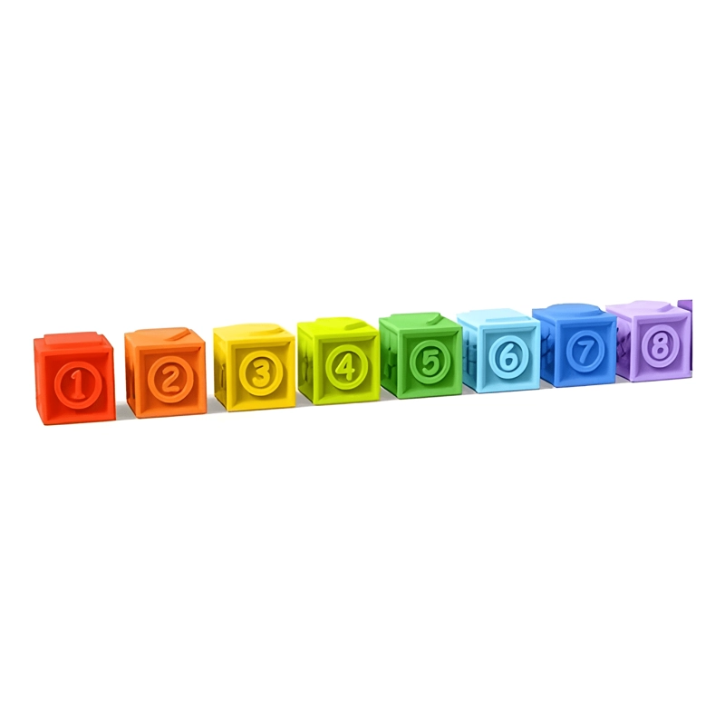 JUGUETE DE 8 CUBOS DE BEBE S APILABLE MONTESSORI SILICONA - 3