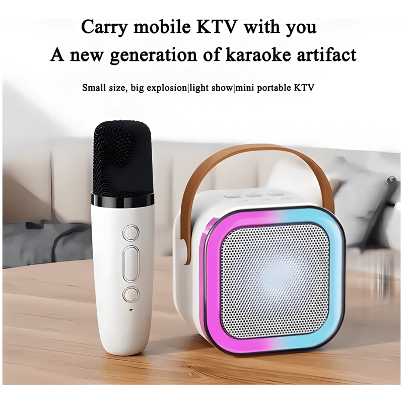 PARLANTE KARAOKE ALTAVOZ BLUETOOTH K12 MICROFONO CORAL CLARO - 1