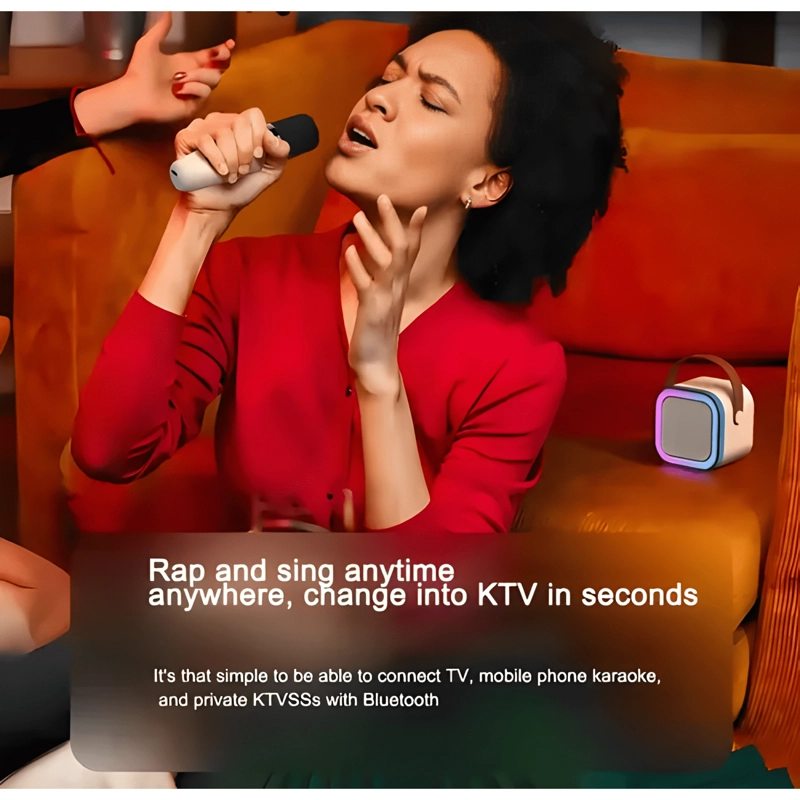 PARLANTE KARAOKE ALTAVOZ BLUETOOTH K12 MICROFONO CORAL CLARO - 2
