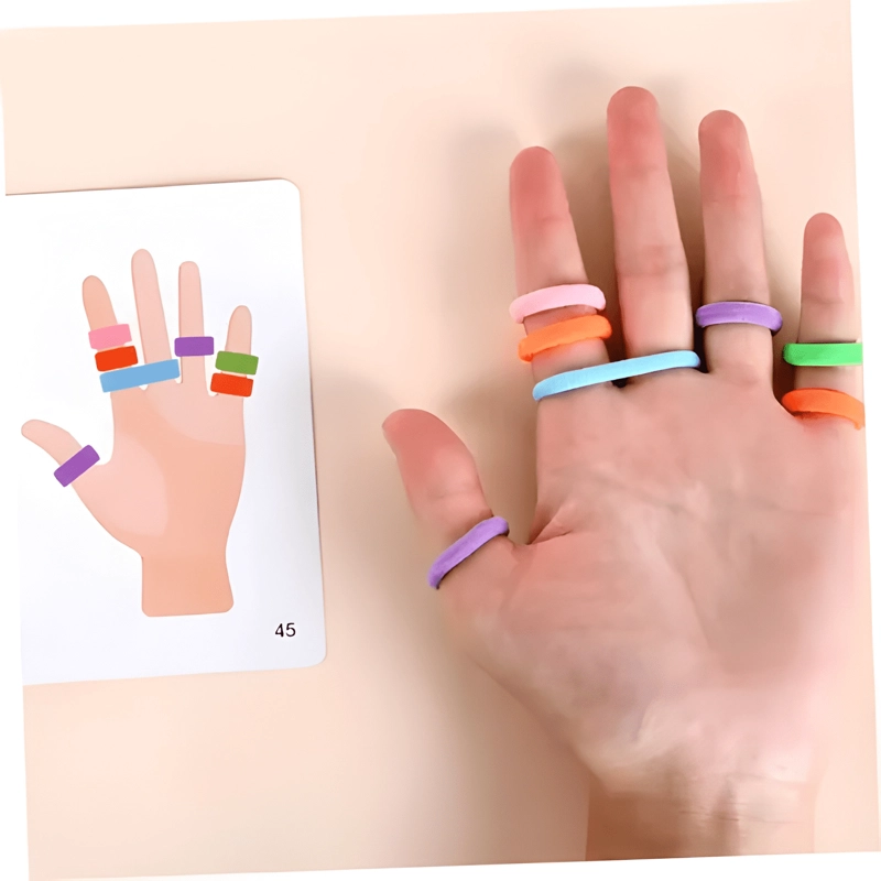 JUGUETE DIDACTICO JUEGO PATRONES DE ANILLOS CON ELASTICOS - 4