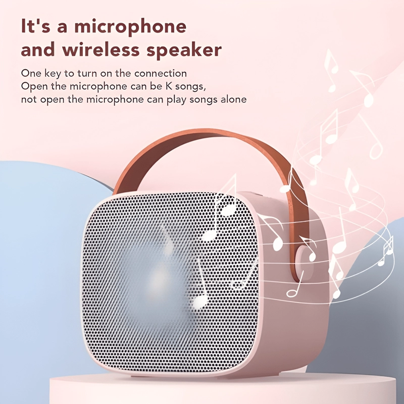 PARLANTE KARAOKE NIÑOS MICROFONO PORTATIL RECARGABLE CAQUI - 2