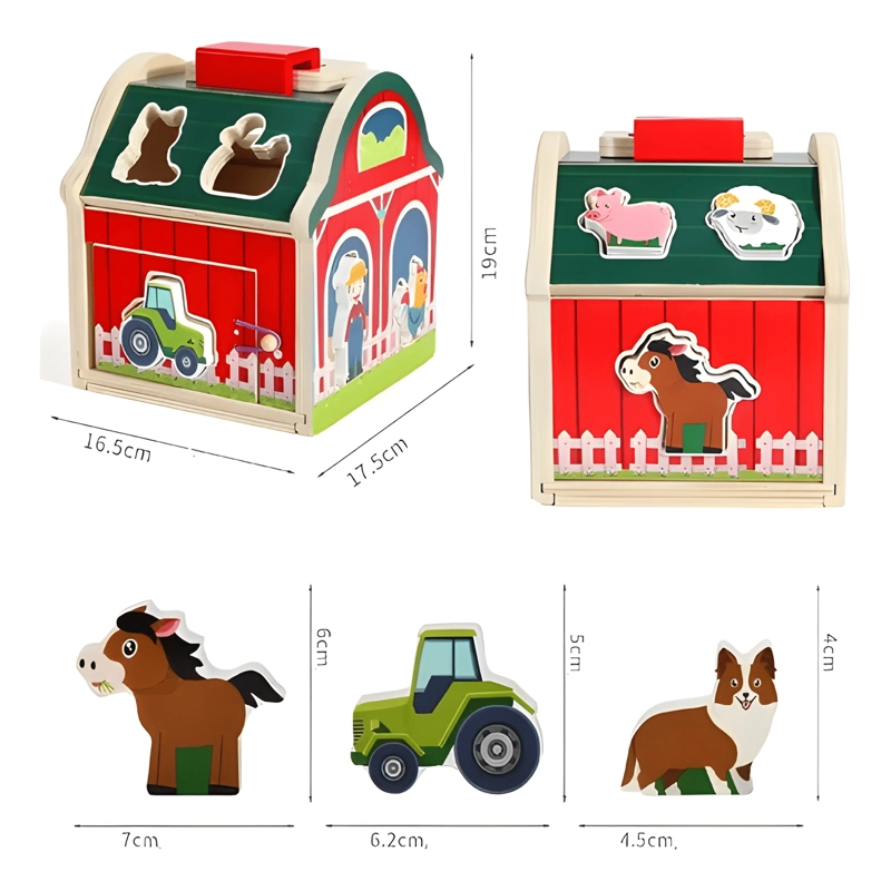 JUGUETE ENCAJE GRANJA ANIMALES DE MADERA DIDACTICO NIÑOS #4 - 1