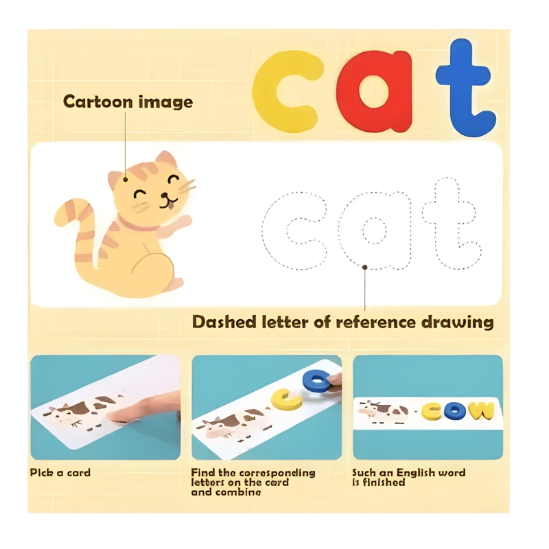 JUEGO ENCAJE TARJETAS ABECEDARIO INGLES SPELLING GAME - 1