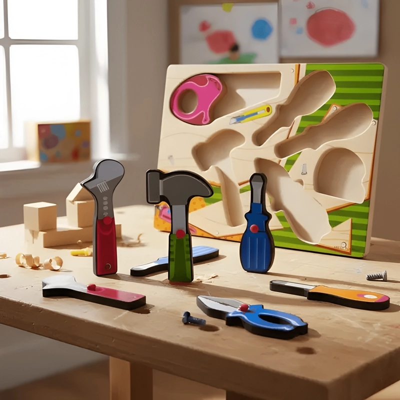 TABLERO DE ENCAJE FIGURAS HERRAMIENTAS DE MADERA - 3