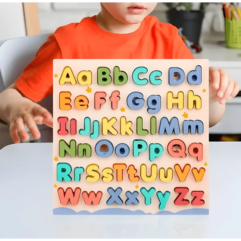 TABLERO DE ENCAJE LETRAS MAYUSCULAS Y MINUSCULAS EN MADERA - 1