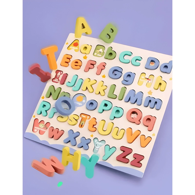 TABLERO DE ENCAJE LETRAS MAYUSCULAS Y MINUSCULAS EN MADERA - 3