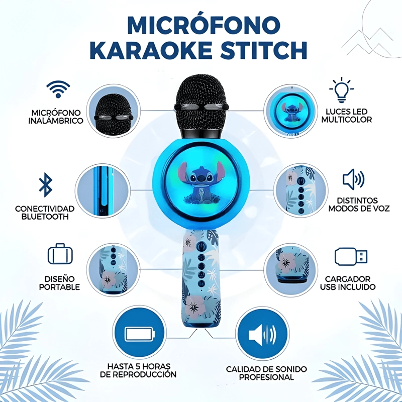 MICROFONO KARAOKE 3D STITCH AZUL - 1