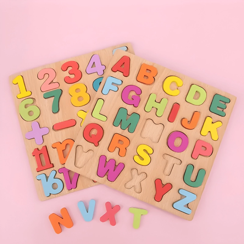SET TABLA ENCAJE DIDACTICO MADERA LETRAS + NUMEROS #2 - 2