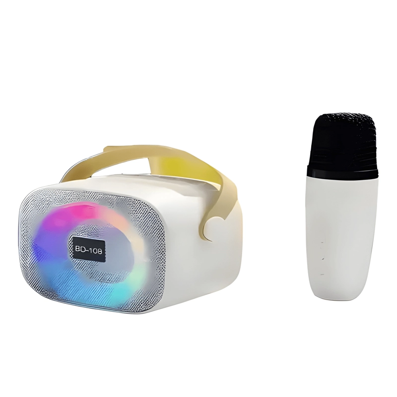 MINI ALTAVOZ KARAOKE BD108 BLUETOOTH LUCES LED V5 3 BLANCO - 1